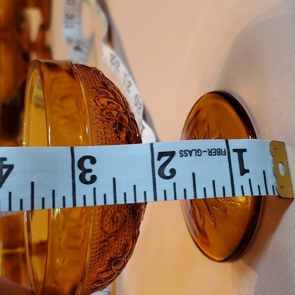 Vintage Tiara Crystal Low Sherbert Set of 4 Sandwich Pattern Amber Indiana Glass - Picture 7 of 7